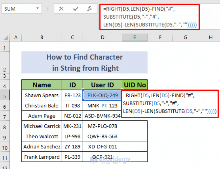 How to Find Character in String from Right in Excel (4 Easy Methods)