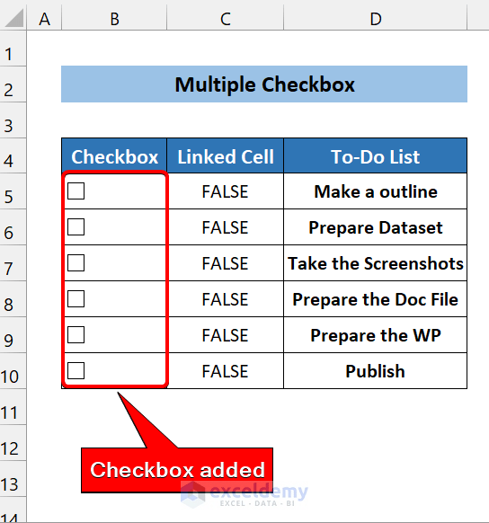 Excel Checkbox If Checked then Change Cell Color (2 Methods)