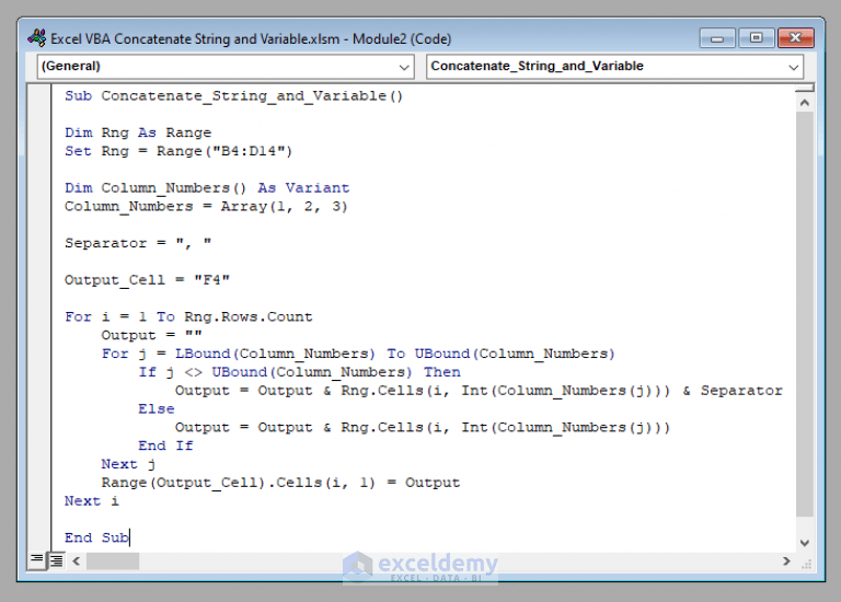 How to Concatenate String and Variable in Excel VBA (A Detailed Analysis)