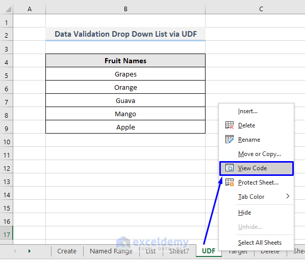 How to Create a Data Validation DropDown List with VBA in Excel (7 Methods)