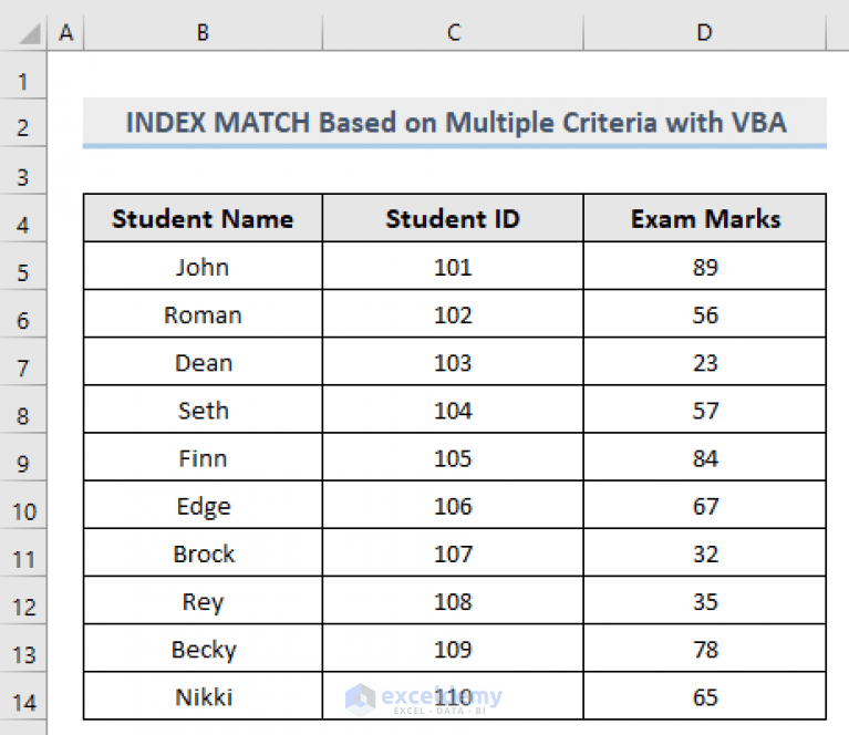 VBA INDEX MATCH Based on Multiple Criteria in Excel (3 Methods)