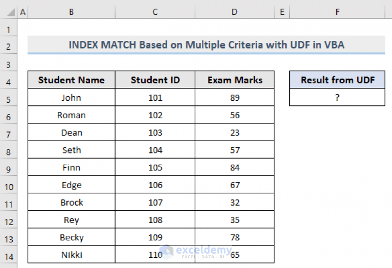 VBA INDEX MATCH Based on Multiple Criteria in Excel (3 Methods)