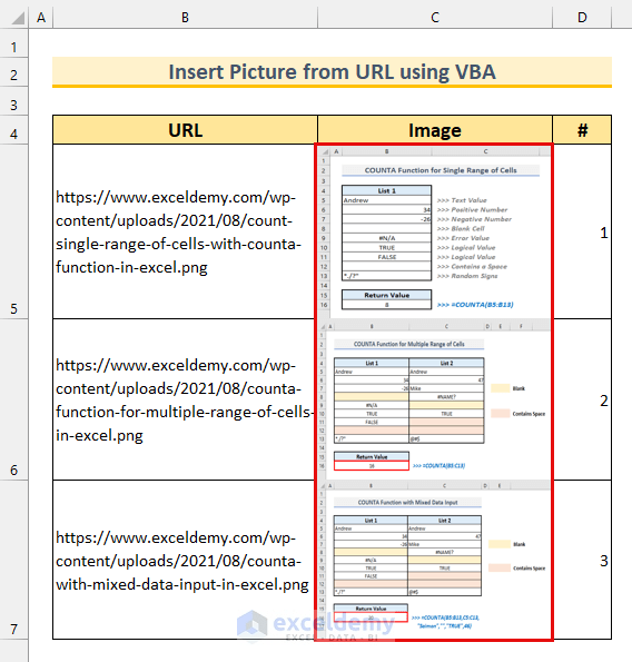 How to Insert Picture from URL Using VBA in Excel (2 Methods)