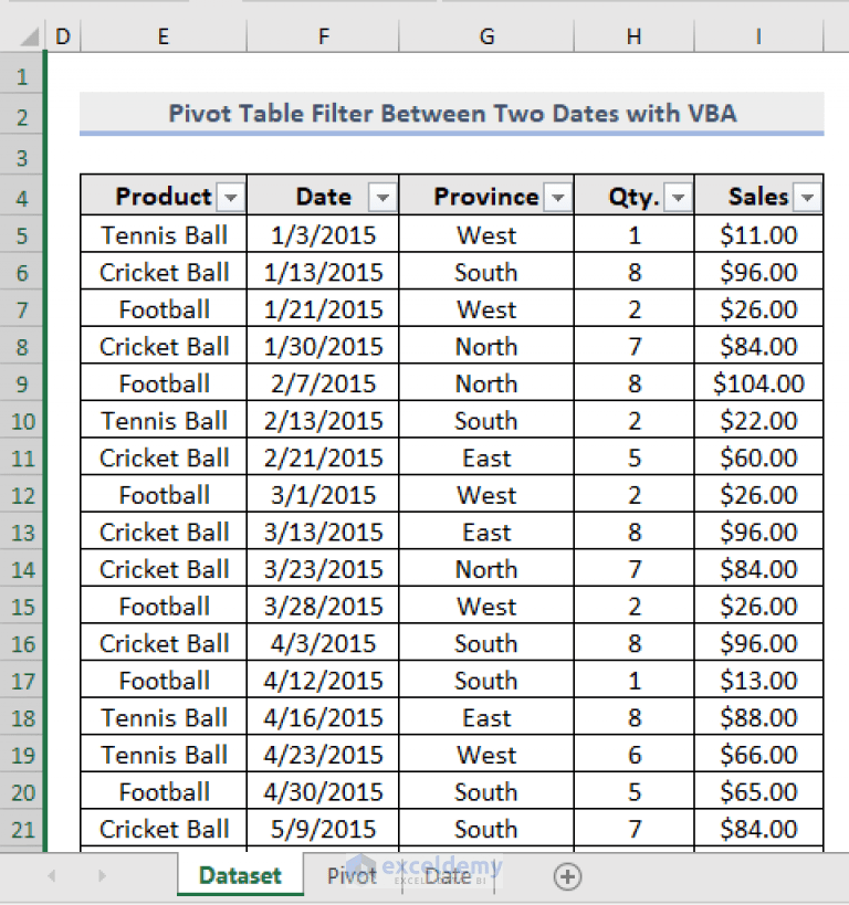 Excel VBA Pivot Table to Filter Between Two Dates ExcelDemy