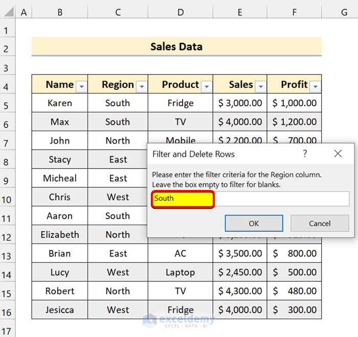 How to Filter Data and Delete Rows with Excel VBA (5 Examples)