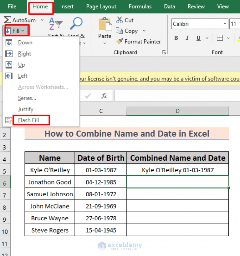 How to Combine Name and Date in Excel (7 Methods)