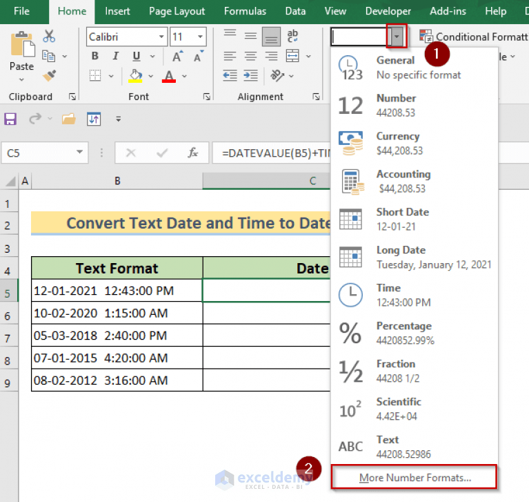 How to Convert Text Date and Time to Date Format in Excel (7 Easy Ways)