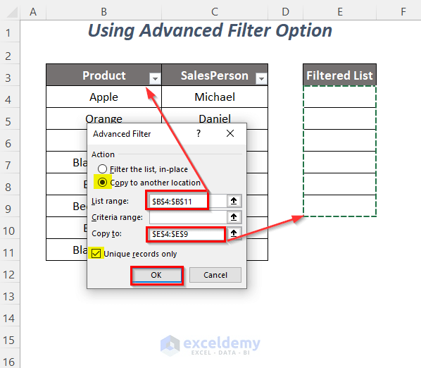 How to Copy Filter a DropDown List in Excel (5 Methods) ExcelDemy