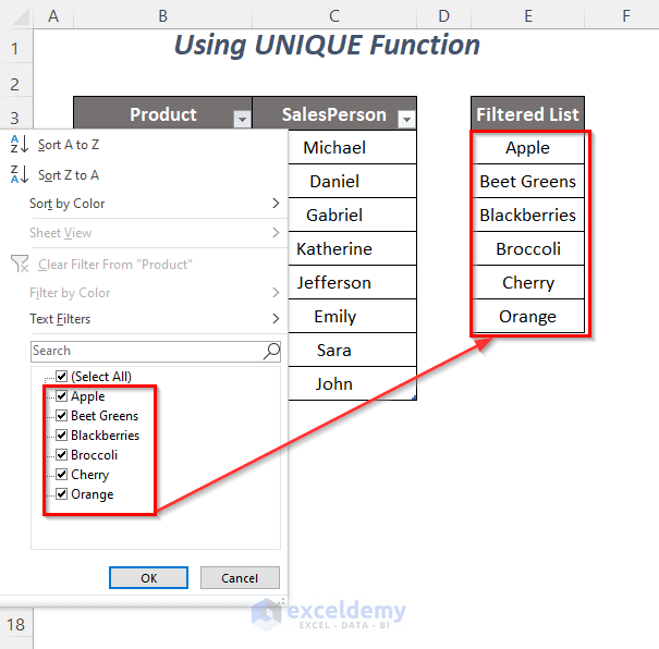 How to Copy Filter a DropDown List in Excel (5 Methods) ExcelDemy