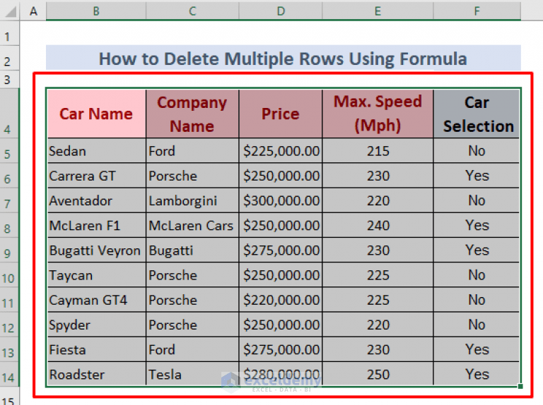 How to Delete Multiple Rows in Excel Using Formula (5 Methods)