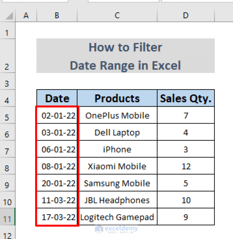 How to Filter Date Range in Excel (5 Easy Methods)