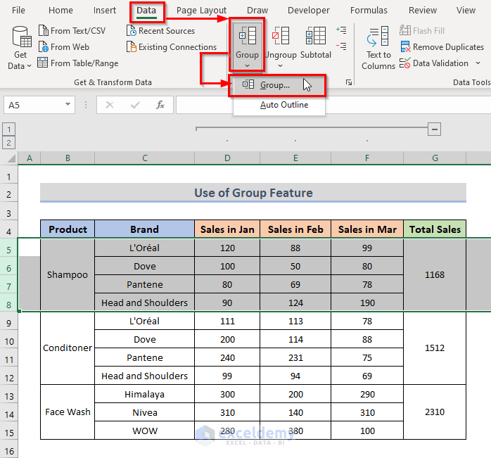 How to Group Cells in Excel (6 Different Ways) ExcelDemy