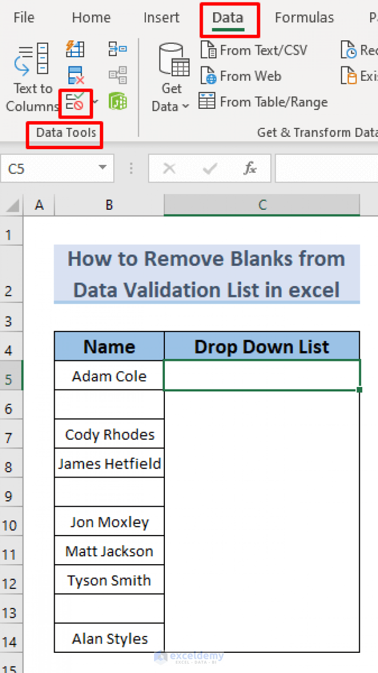 How to Remove Blanks from Data Validation List in Excel (5 Methods)