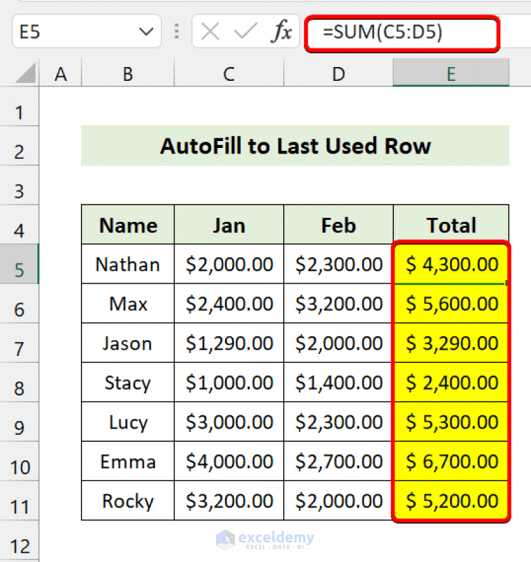 AutoFill Formula to Last Row with Excel VBA (5 Examples) ExcelDemy