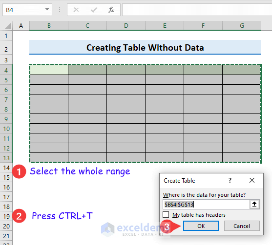 How to Create a Table in Excel with Data (5 Effective Ways)
