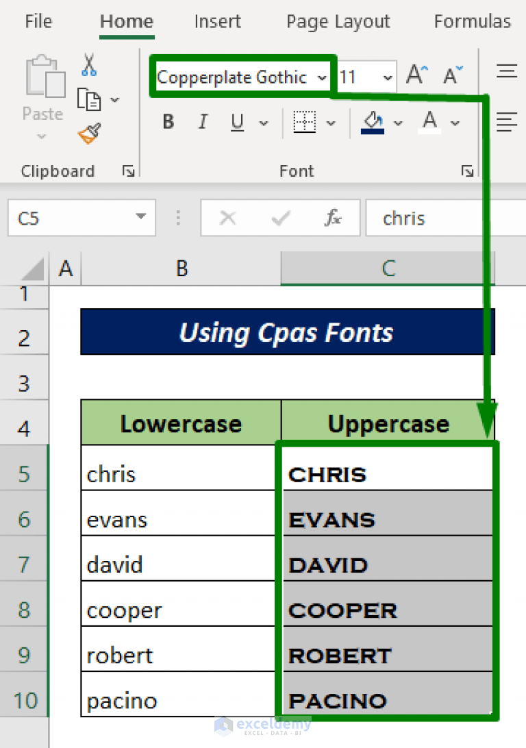 How to Change Lowercase to Uppercase in Excel Without Formula
