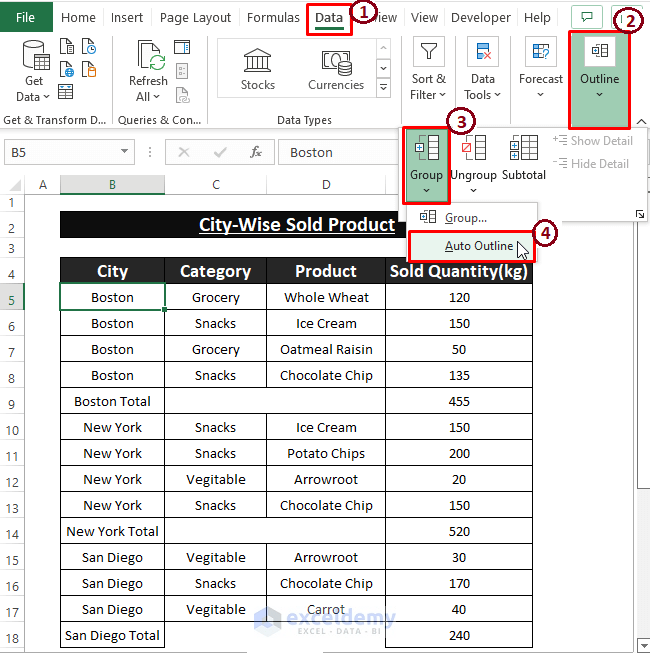 How to Group Rows with Same Value in Excel (6 Useful Ways)