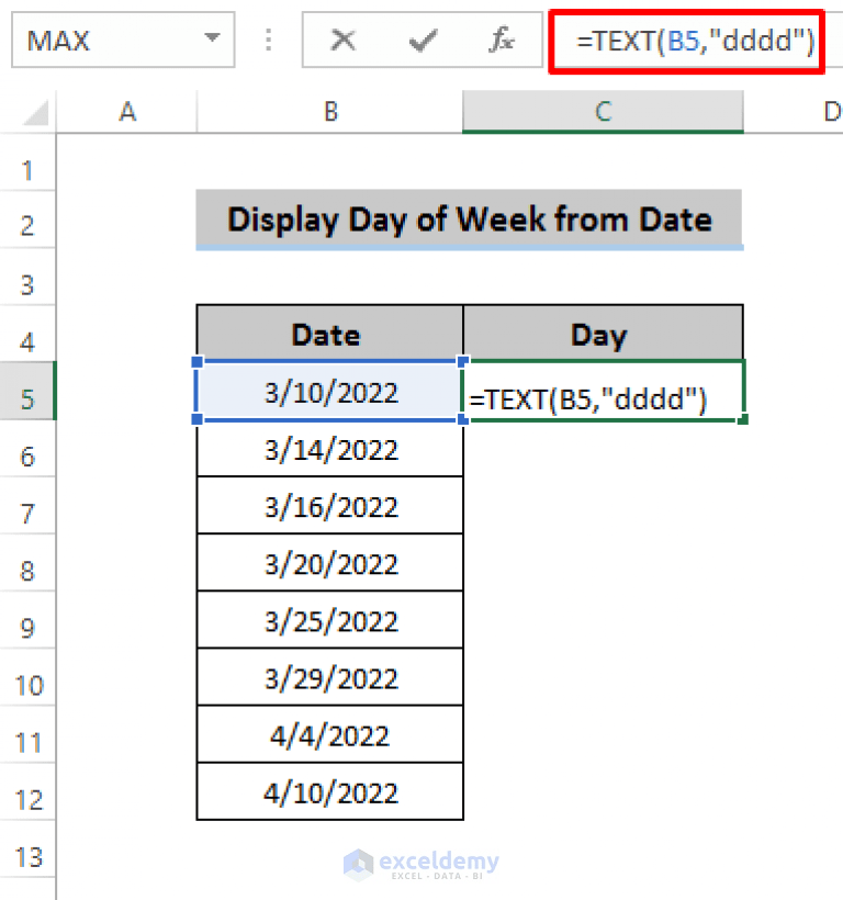 How to Display Day of Week from Date in Excel (8 Ways) ExcelDemy