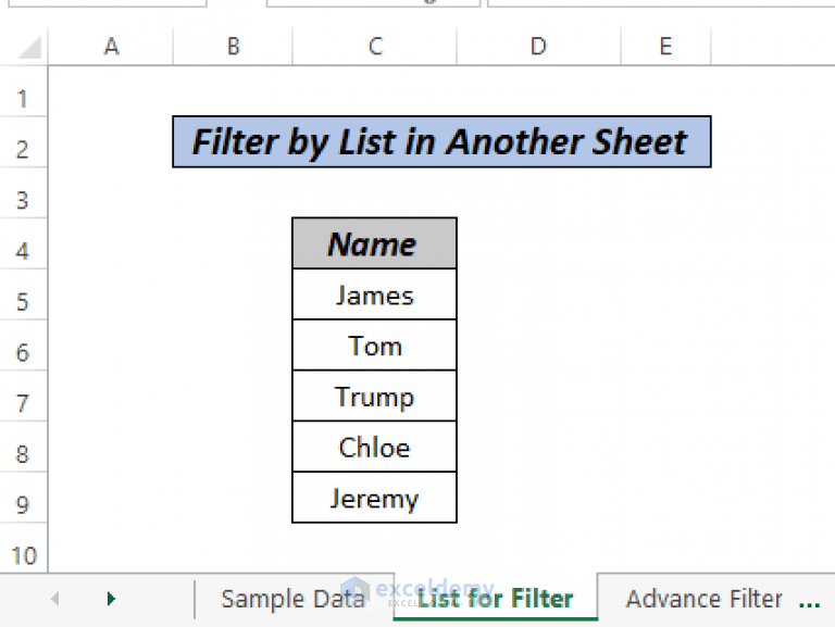How to Filter by List in Another Sheet in Excel (2 Methods) ExcelDemy