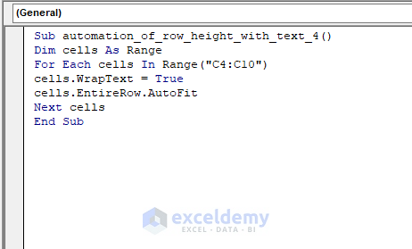 How to Autofit Row Height with Wrap Text Using Excel VBA 5 Methods