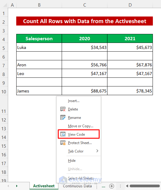 How to Use VBA to Count Rows in Range with Data in Excel (5 Macros)