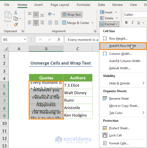 The Excel Wrap Text Option is Not Working for Merged Cells 5