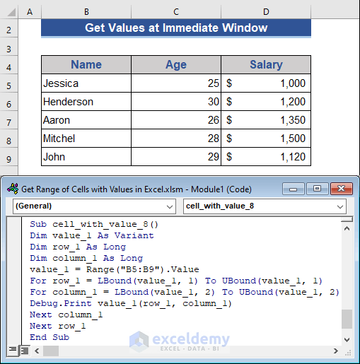 Excel VBA Get Range of Cells with Values 7 Methods ExcelDemy