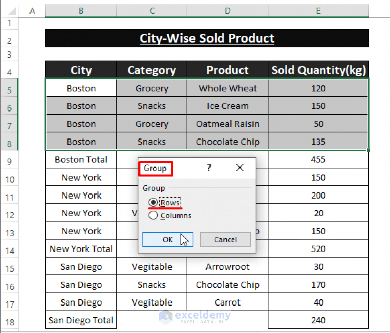 How to Group Rows with Same Value in Excel (6 Useful Ways)