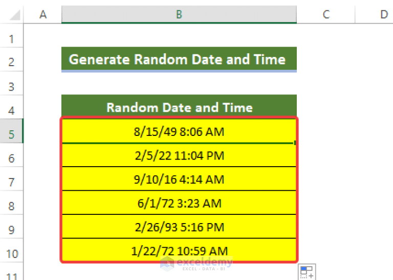 How to Generate Random Date and Time in Excel (3 Ways) ExcelDemy