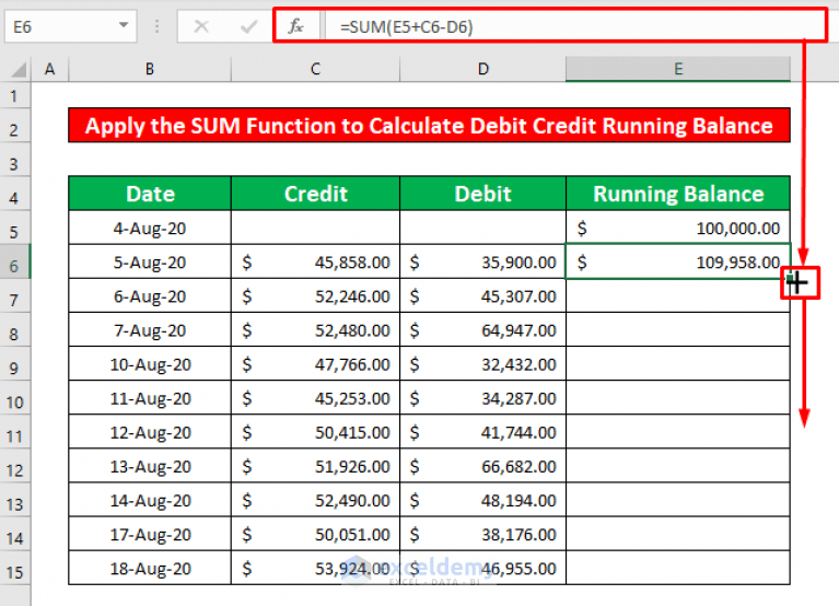 Calculate Debit Credit Running Balance Using Excel Formula (3 Examples)