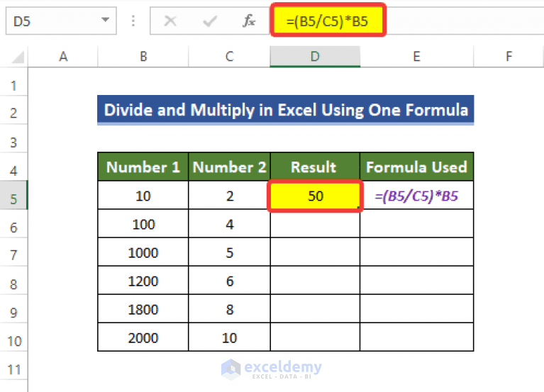 How to Divide and Multiply in One Excel Formula (4 Ways) ExcelDemy