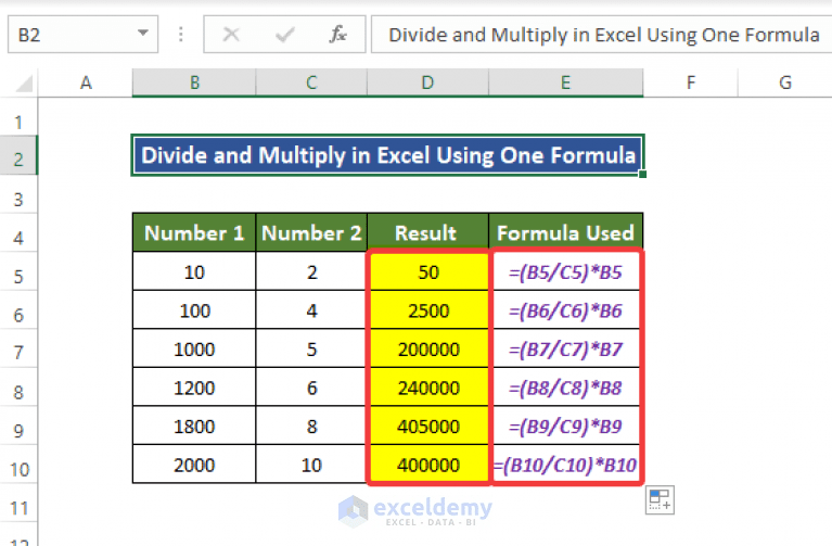 How to Divide and Multiply in One Excel Formula (4 Ways) ExcelDemy
