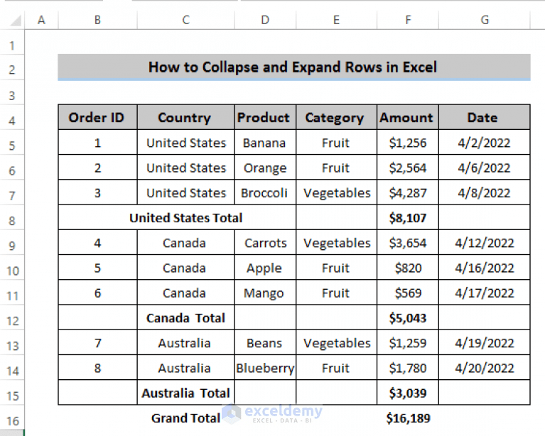 How to Expand and Collapse Rows in Excel (with Easy Steps)