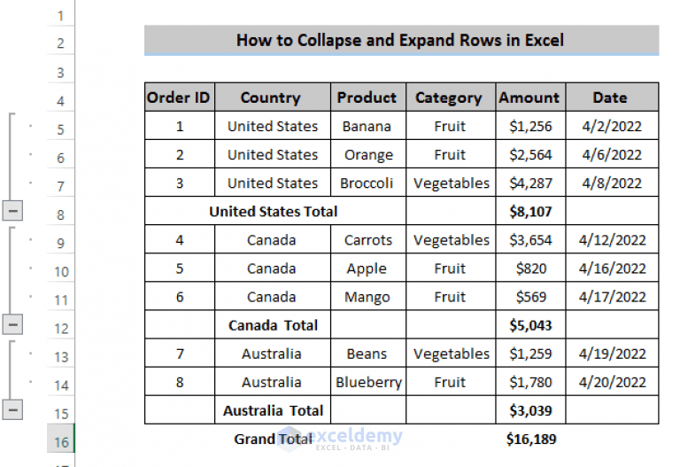 How to Expand and Collapse Rows in Excel (with Easy Steps)
