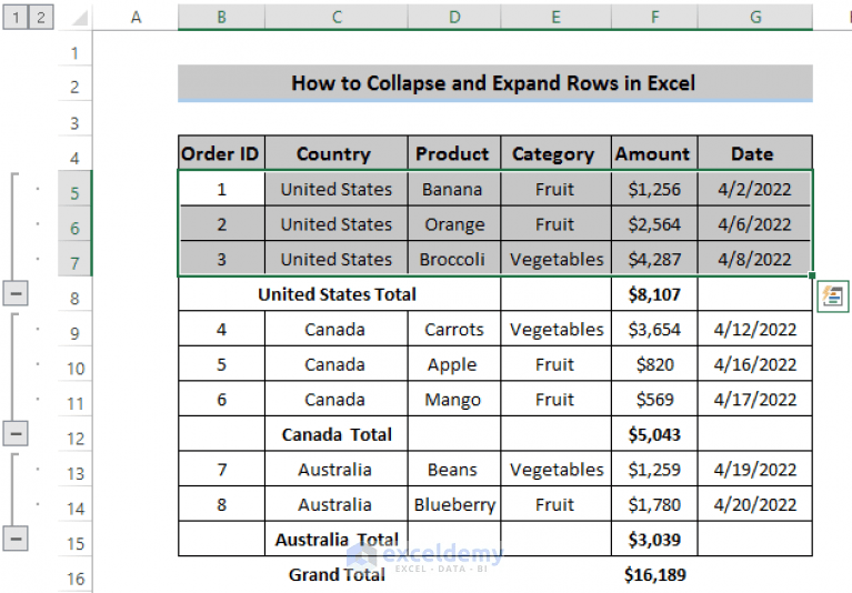 How to Expand and Collapse Rows in Excel (with Easy Steps)