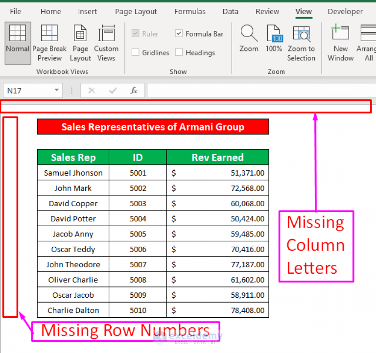 [Fixed!] Missing Row Numbers and Column Letters in Excel (3 Solutions)