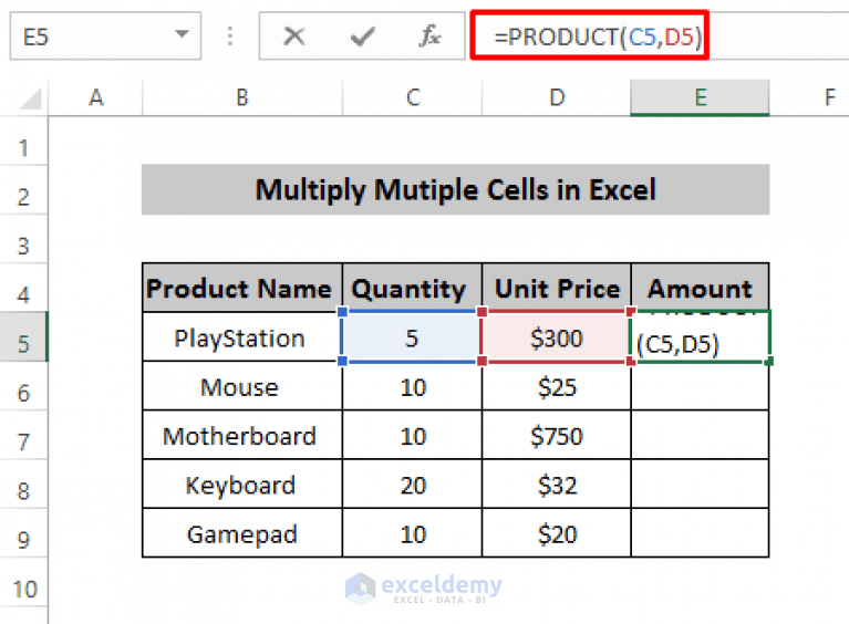 How to Multiply Multiple Cells in Excel (4 Methods) ExcelDemy