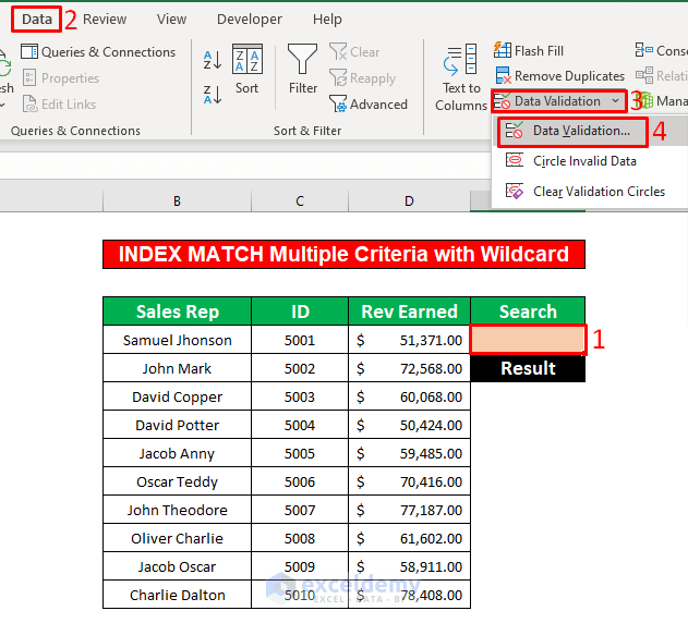 Using the INDEX MATCH Function with Multiple Criteria and a Wildcard in