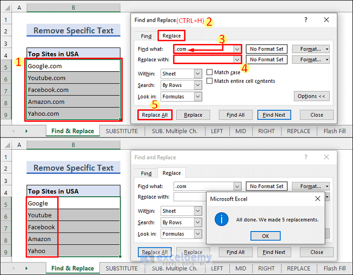 How to Remove Specific Text from a Column in Excel (8 Ways)