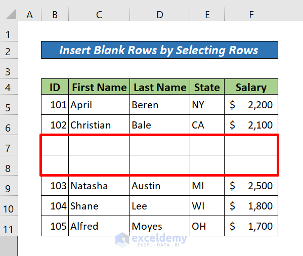 How to Insert Multiple Blank Rows in Excel (4 Methods) ExcelDemy