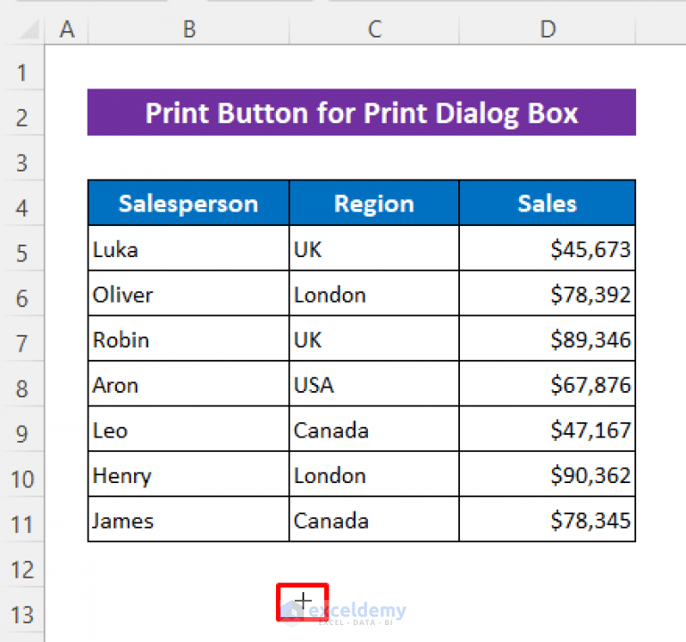 VBA Code for Print Button in Excel (5 Examples) ExcelDemy