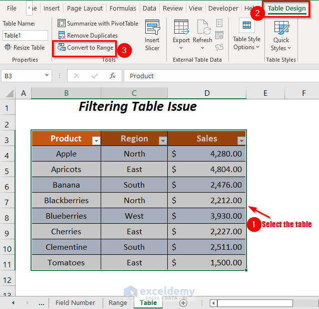 Range Class Select Method Failure In English
