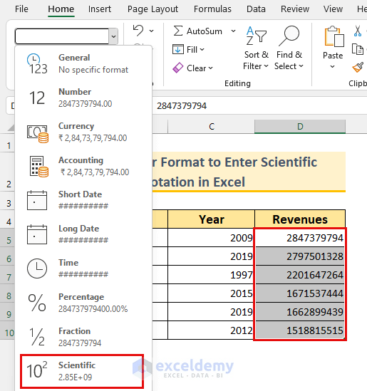 How to Enter Scientific Notation in Excel (4 Methods) ExcelDemy