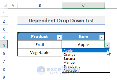 How to Create Dependent Drop Down List with Multiple Words in Excel