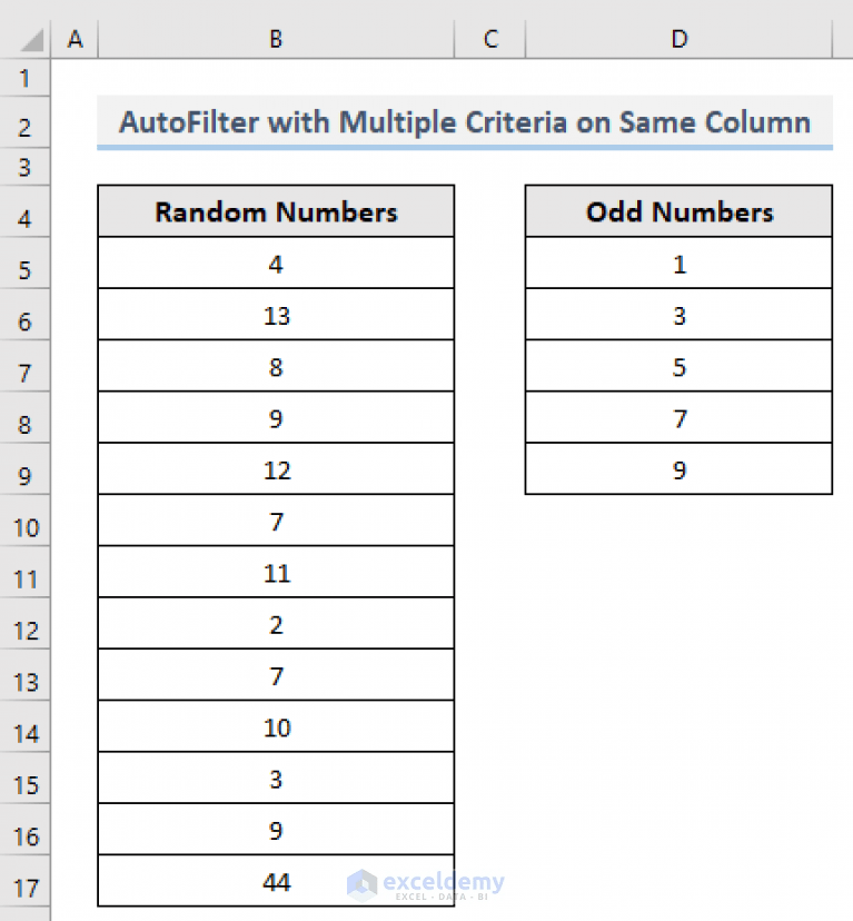 VBA to AutoFilter with Multiple Criteria on Same Field in Excel (4 Methods)