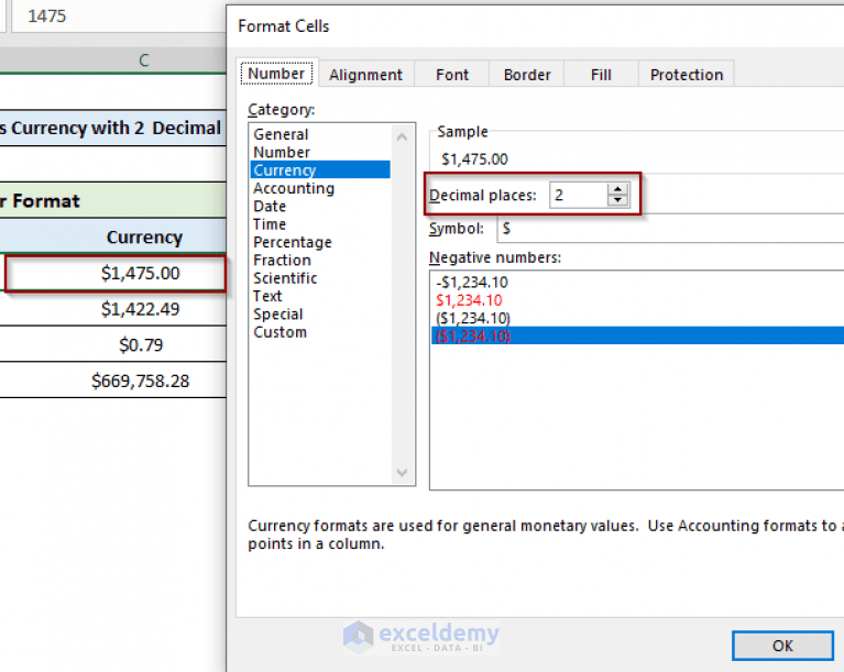 Excel VBA Format Currency to Two Decimal Places (3 Methods)