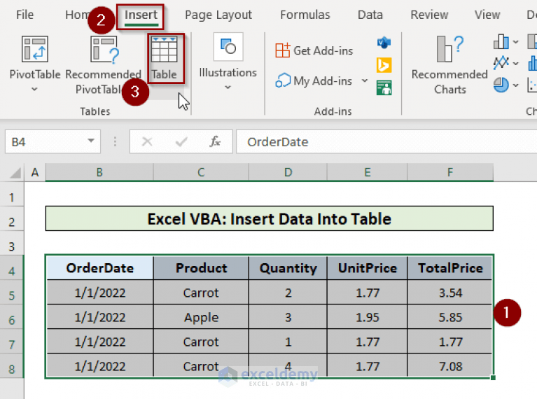 Excel VBA Insert Data into Table (4 Examples) ExcelDemy