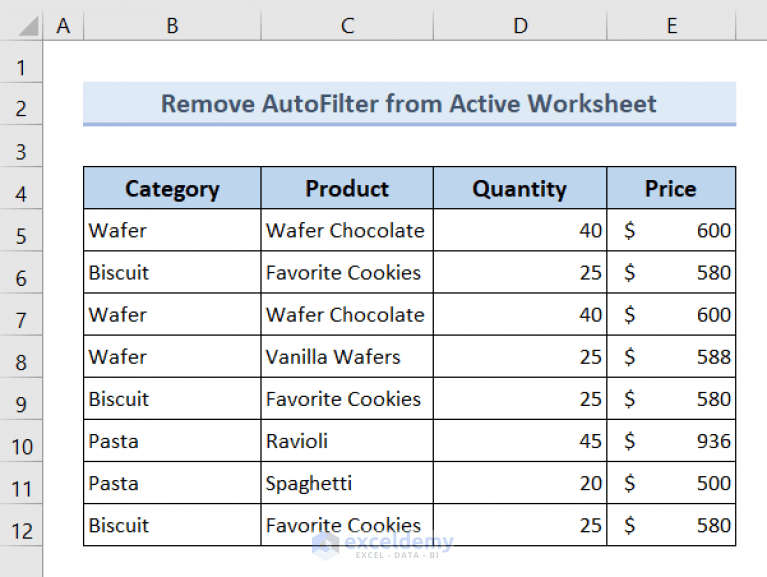 Excel VBA Remove AutoFilter If It Exists (7 Examples) ExcelDemy