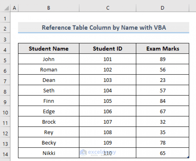 Reference Table Column by Name with VBA in Excel (6 Criteria)