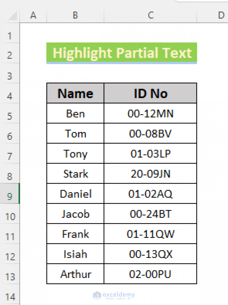 How to Highlight Partial Text in Excel Cell (9 Methods)